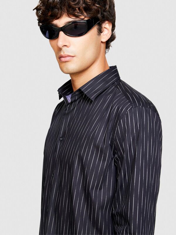 %100 Koton Slim Fit Geometrik Desenli Poplin Gömlek Erkek Renkli Gömlek - 323A58J2SQ033