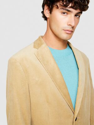 Sisley - %100 Koton Slim Fit Kadife Ceket Erkek Bej Mont - 323A2SFRSW01B