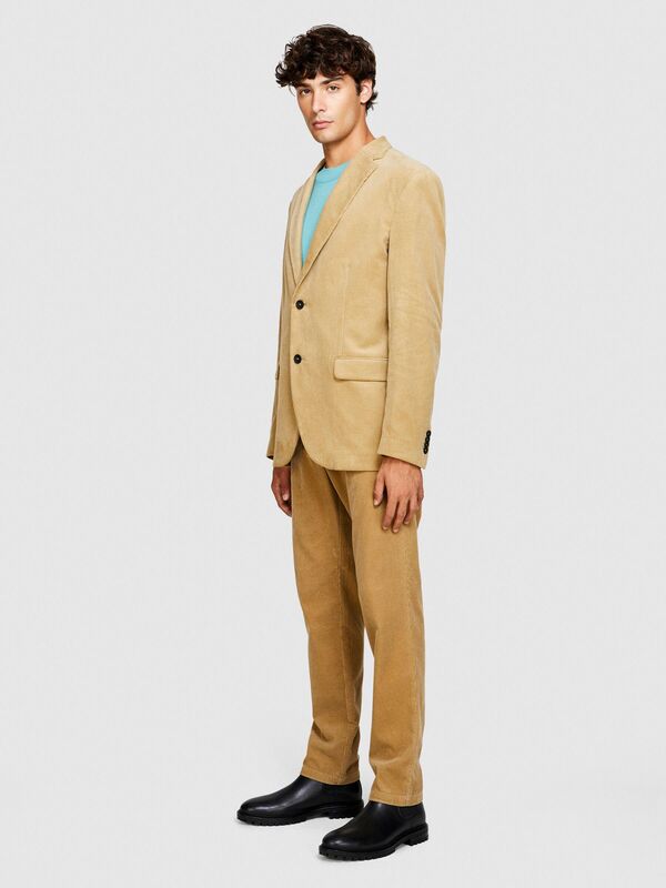 %100 Koton Slim Fit Kadife Ceket Erkek Bej Mont - 323A2SFRSW01B