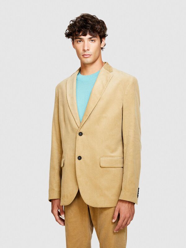 %100 Koton Slim Fit Kadife Ceket Erkek Bej Mont - 323A2SFRSW01B