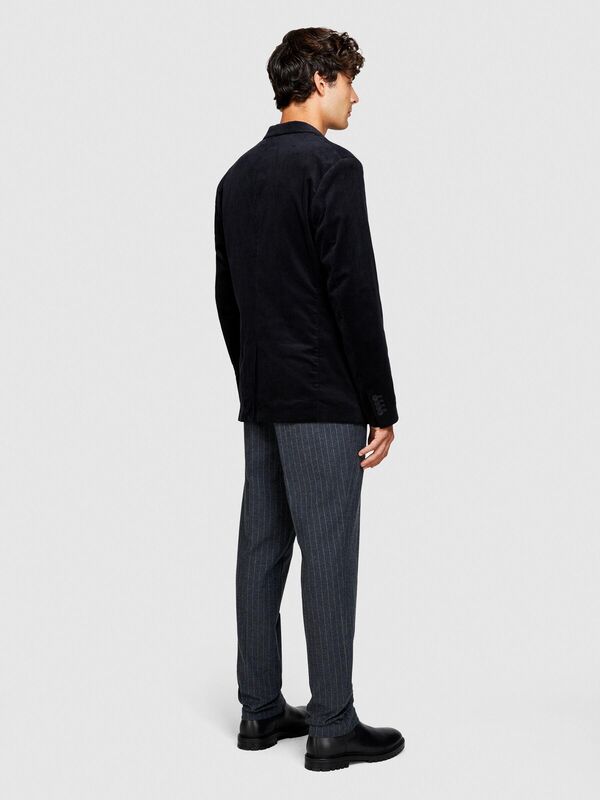 %100 Koton Slim Fit Kadife Ceket Erkek Siyah Mont - 323A2SFRSW01B