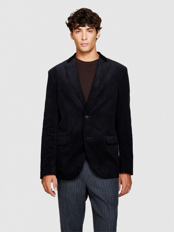 %100 Koton Slim Fit Kadife Ceket Erkek Siyah Mont - 323A2SFRSW01B