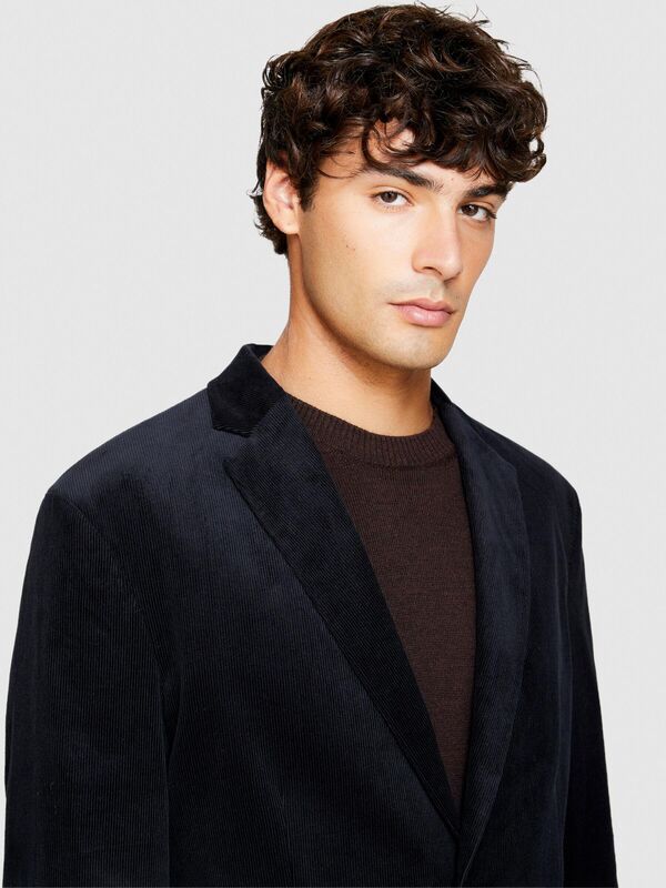 %100 Koton Slim Fit Kadife Ceket Erkek Siyah Mont - 323A2SFRSW01B