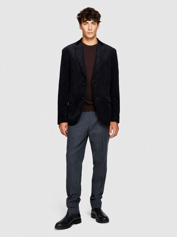 %100 Koton Slim Fit Kadife Ceket Erkek Siyah Mont - 323A2SFRSW01B