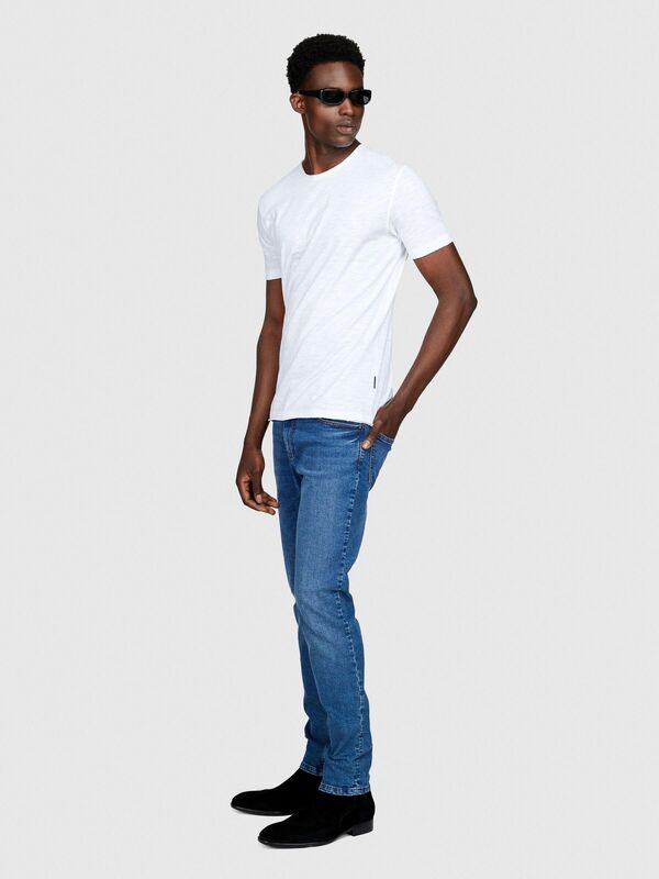 %100 Koton Slim Fit Slub T-Shirt Erkek Beyaz T-Shirt - 323A3YR7S101K