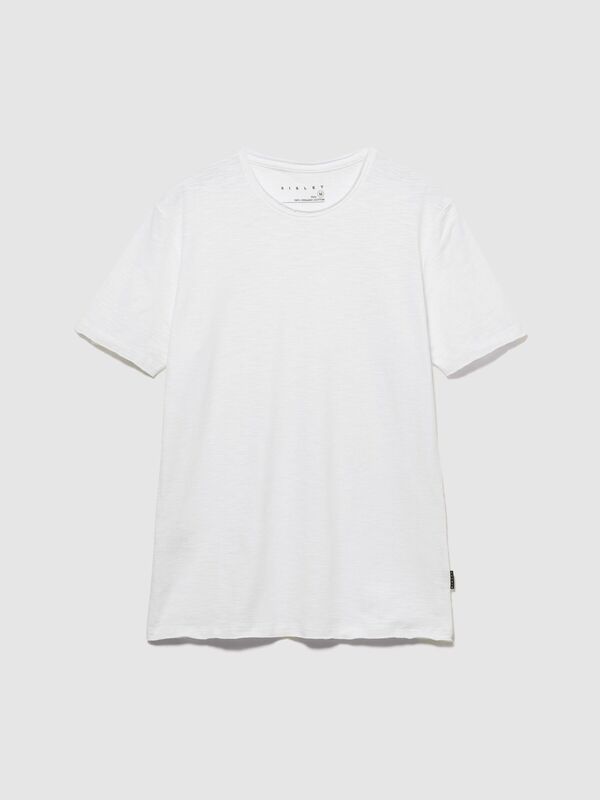 %100 Koton Slim Fit Slub T-Shirt Erkek Beyaz T-Shirt - 323A3YR7S101K