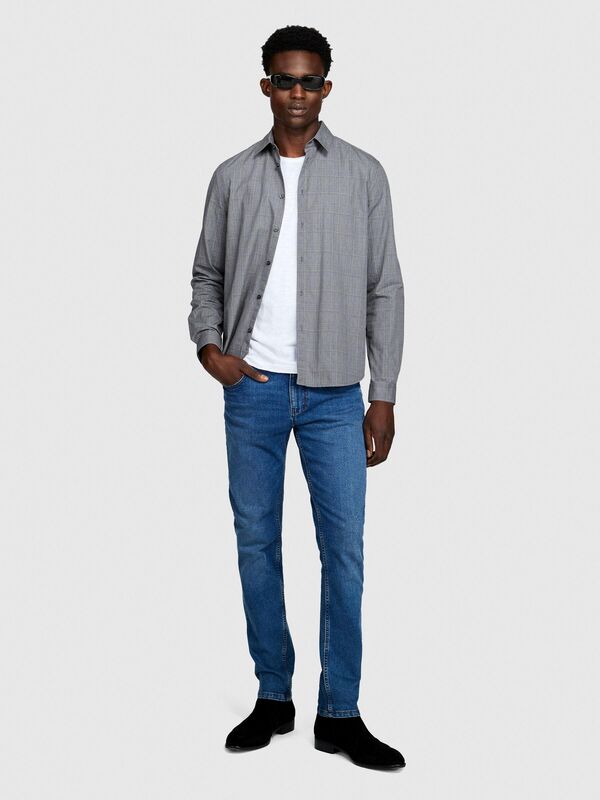 Sisley - %100 Koton Slim Fit Slub T-Shirt Erkek Beyaz T-Shirt - 323A3YR7S101K