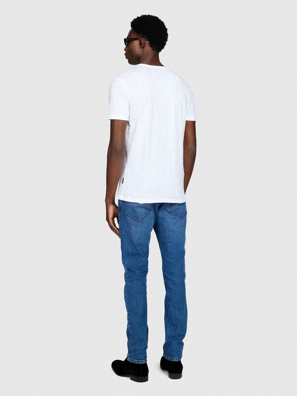 %100 Koton Slim Fit Slub T-Shirt Erkek Beyaz T-Shirt - 323A3YR7S101K