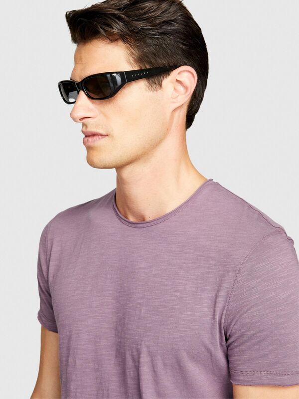 %100 Koton Slim Fit Slub T-Shirt Erkek Mor T-Shirt - 323A3YR7S101K