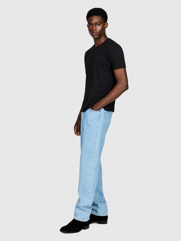 %100 Koton Slim Fit Slub T-Shirt Erkek Siyah T-Shirt - 323A3YR7S101K