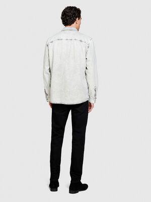 Sisley - %100 Koton Vintage Görünümlü Denim Gömlek Erkek Lacivert Gömlek - 323A5TKYSQ039