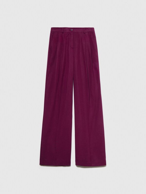 %100 Liyosel Düşük Bel Pantolon Kadın Mor Pantolon - 323A4BJFLF02Z