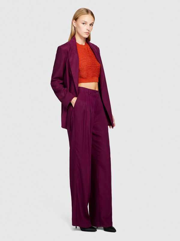 %100 Liyosel Düşük Bel Pantolon Kadın Mor Pantolon - 323A4BJFLF02Z