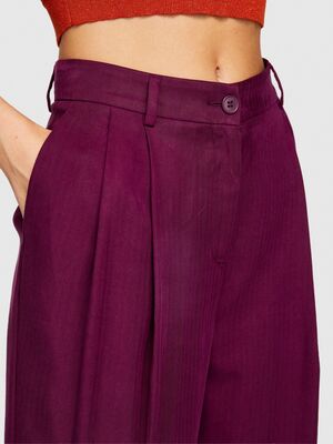 Sisley - %100 Liyosel Düşük Bel Pantolon Kadın Mor Pantolon - 323A4BJFLF02Z