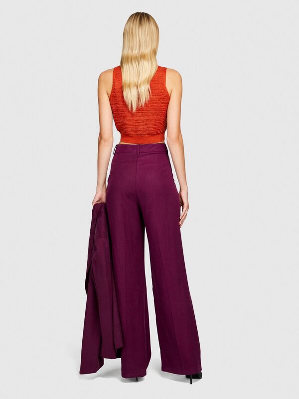 %100 Liyosel Düşük Bel Pantolon Kadın Mor Pantolon - 323A4BJFLF02Z