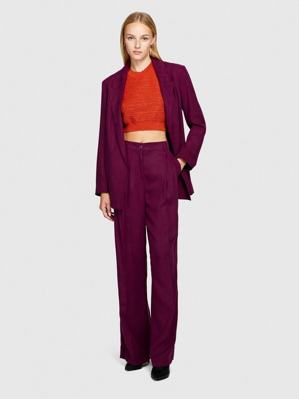 %100 Liyosel Düşük Bel Pantolon Kadın Mor Pantolon - 323A4BJFLF02Z