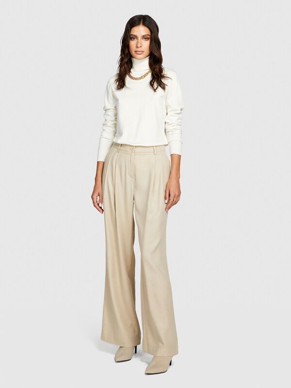 %100 Liyosel Düşük Bel Pantolon Kadın Vizon Pantolon - 323A4BJFLF02Z