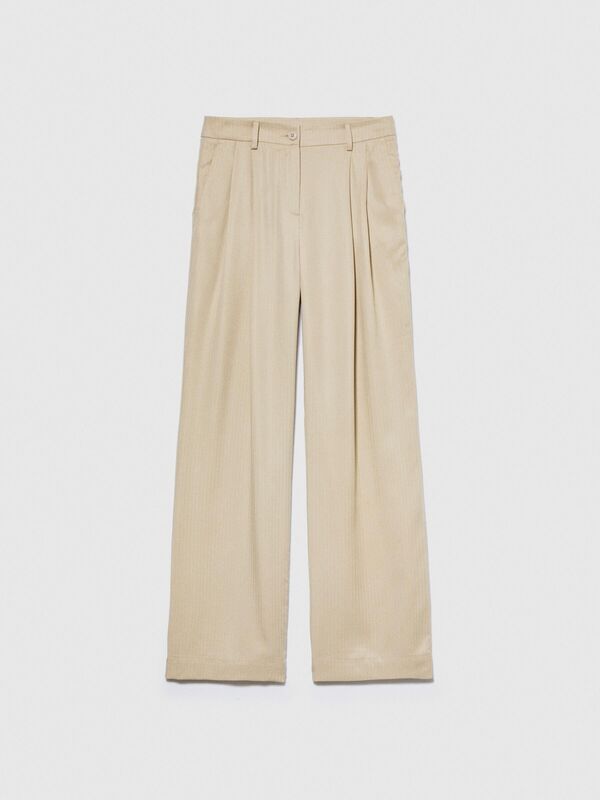 %100 Liyosel Düşük Bel Pantolon Kadın Vizon Pantolon - 323A4BJFLF02Z