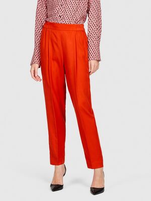 Sisley - %100 Liyosel Kemerli Jogger Pantolon Kadın Turuncu Pantolon - 323A4BJFLF00S