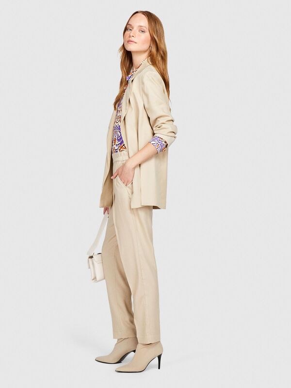 %100 Liyosel Kemerli Jogger Pantolon Kadın Vizon Pantolon - 323A4BJFLF00S