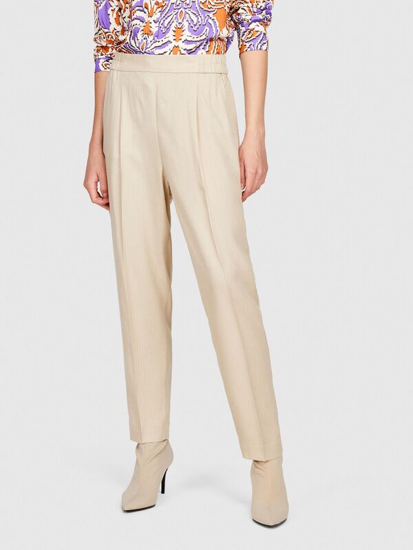 %100 Liyosel Kemerli Jogger Pantolon Kadın Vizon Pantolon - 323A4BJFLF00S