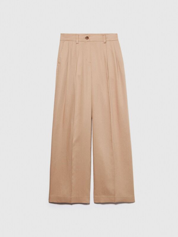 %100 Liyosel Önü Çift Pileli Arkası Biyeli Cepli Pantolon Kadın 1M7 Pantolon - 324P483GLF05A