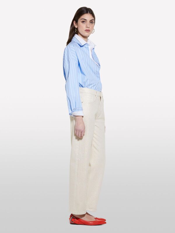 %100 Pamuk 5 Cepli Orta Bel Düz Paça Denim Pantolon Kadın Renkli Denim Pantolon - 325P4N2WLE04C