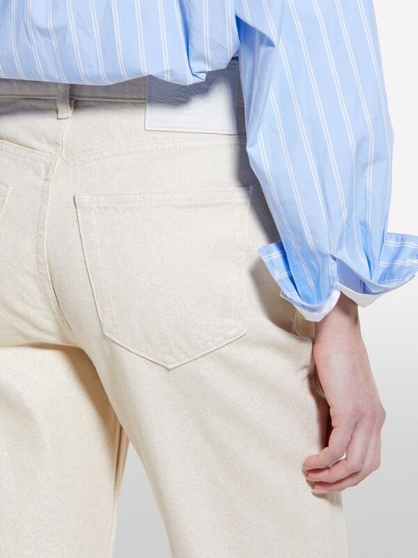 %100 Pamuk 5 Cepli Orta Bel Düz Paça Denim Pantolon Kadın Renkli Denim Pantolon - 325P4N2WLE04C