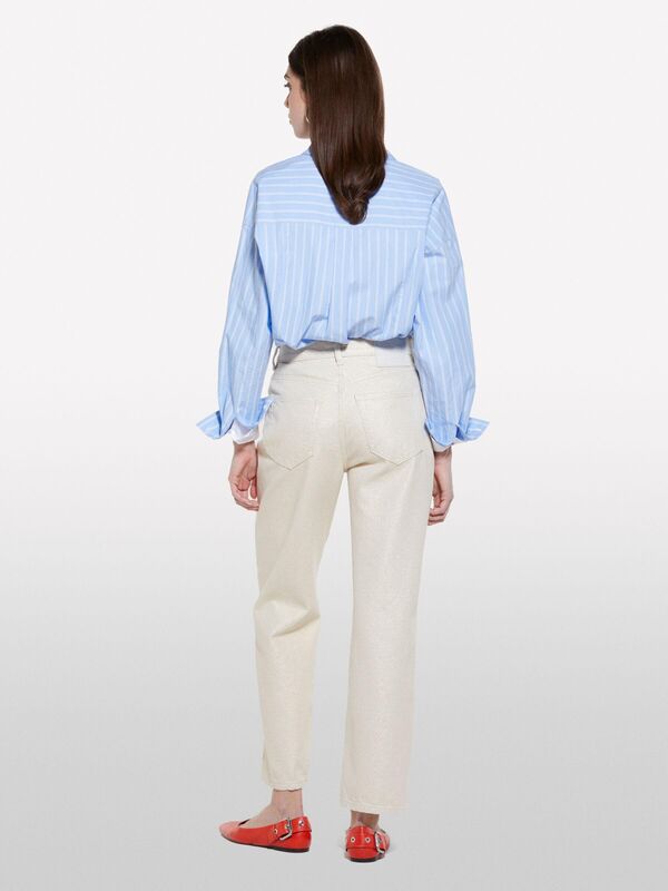 %100 Pamuk 5 Cepli Orta Bel Düz Paça Denim Pantolon Kadın Renkli Denim Pantolon - 325P4N2WLE04C