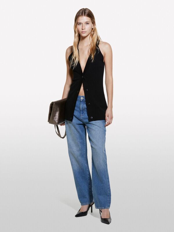 %100 Pamuk 5 Cepli Regular Fit Ağartılmış Denim Pantolon Kadın Siyah Mix Pantolon - 324A489XLE03J