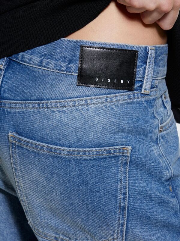 Sisley - %100 Pamuk 5 Cepli Regular Fit Ağartılmış Denim Pantolon Kadın Siyah Mix Pantolon - 324A489XLE03J