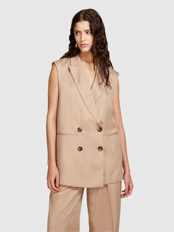 %100 Pamuk Astar Maskülen Kesin Geniş V Yaka Kruvaze Yelek Kadın 1M7 Yelek - 324P283GLJ00I