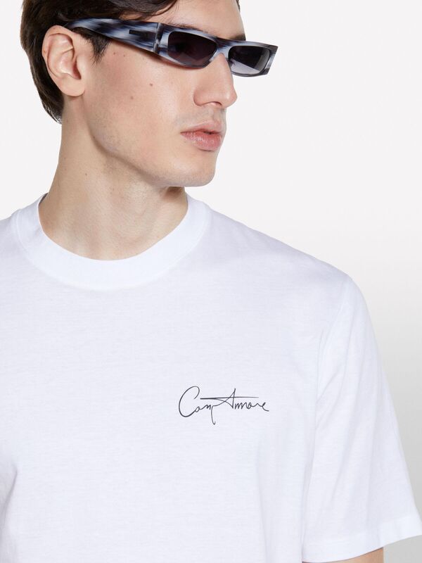 %100 Pamuk Baskılı Bisiklet Yaka Regular Fit T-Shirt Erkek Beyaz T-Shirt - 325P3I1XS1047