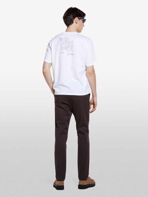 %100 Pamuk Baskılı Bisiklet Yaka Regular Fit T-Shirt Erkek Beyaz T-Shirt - 325P3I1XS1047