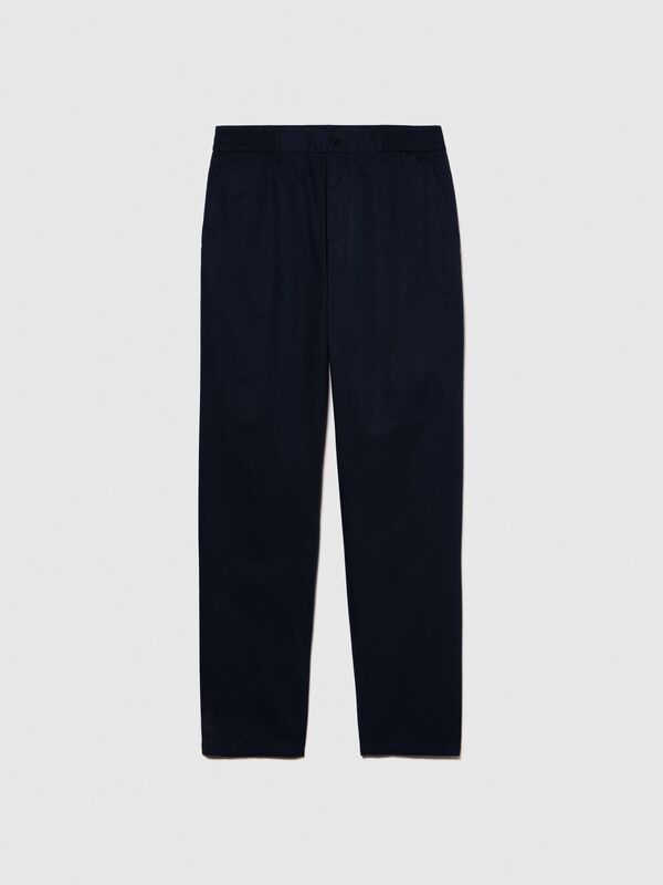 %100 Pamuk Beli Büzgülü Slim Confort Fit Pantolon Erkek Lacivert Pantolon - 324P4IUKSF046