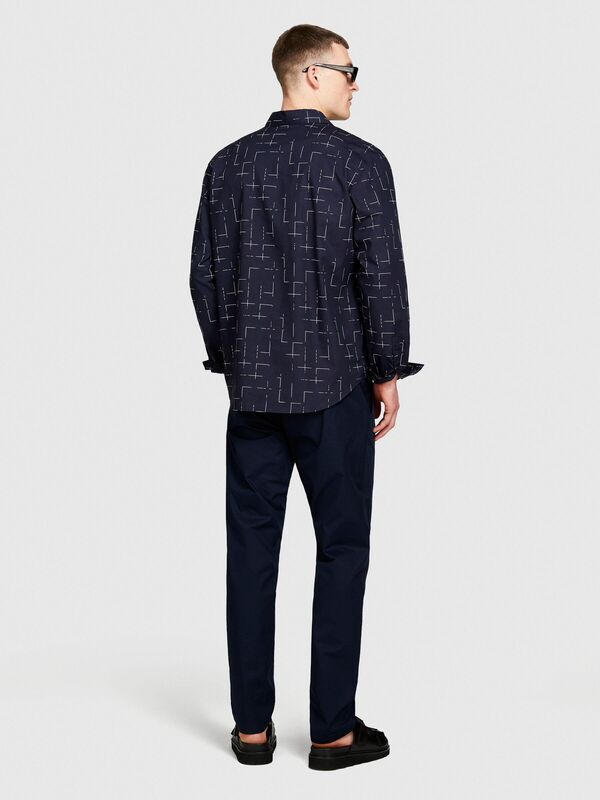 %100 Pamuk Beli Büzgülü Slim Confort Fit Pantolon Erkek Lacivert Pantolon - 324P4IUKSF046