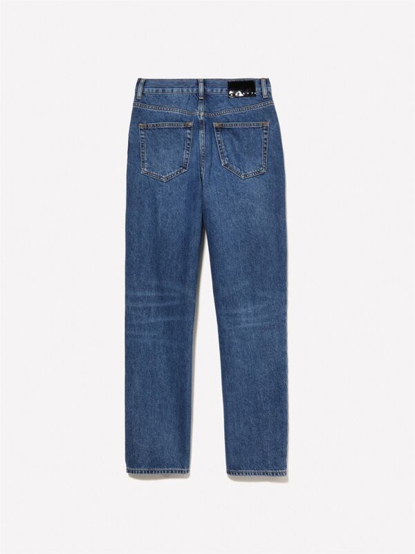 %100 Pamuk Beş Cepli Düz Paça Normal Bel Denim Pantolon Kadın Haki Mix Pantolon - 324A4YRZLE03X