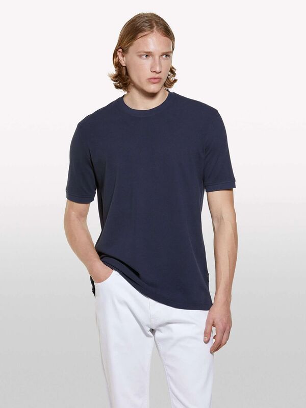 %100 Pamuk Bisiklet Yaka Regular Fit T-Shirt Erkek Lacivert T-Shirt - 325P3089S104J