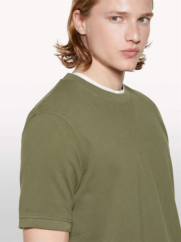 %100 Pamuk Bisiklet Yaka Regular Fit T-Shirt Erkek Yeşil T-Shirt - 325P3089S104J