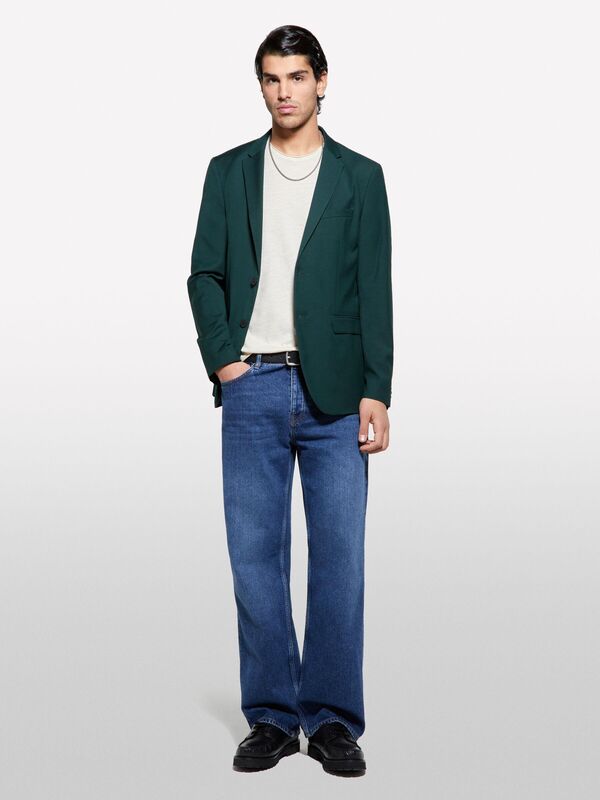 %100 Pamuk Bisiklet Yaka Slim Fit Slub T-Shirt Erkek Bej T-Shirt - 325P3WF0S101K