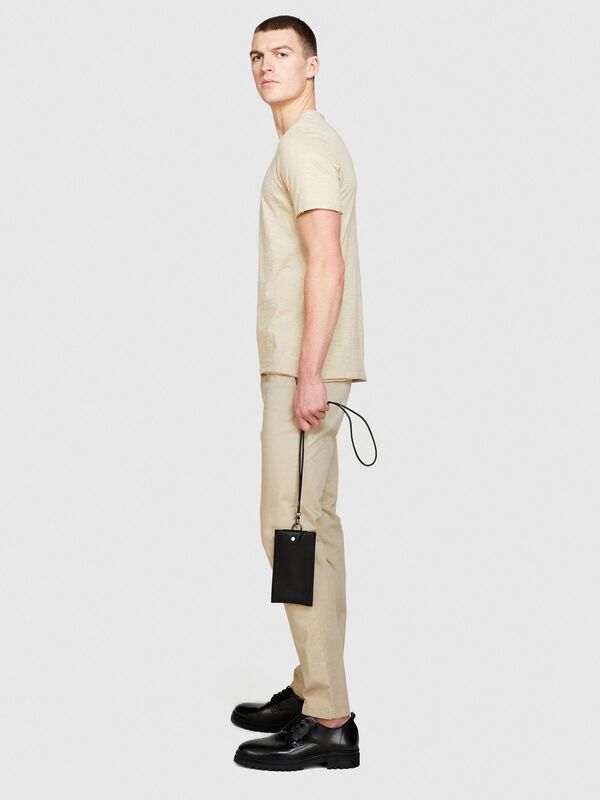 %100 Pamuk Bisiklet Yaka Slim Fit T-Shirt Erkek Bej T-Shirt - 324P3WF0S101K