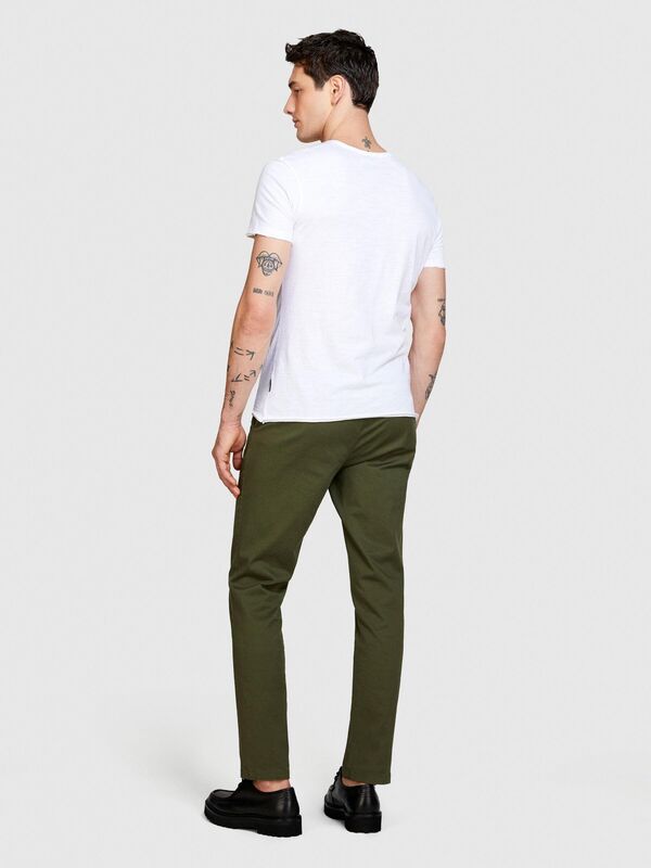 %100 Pamuk Bisiklet Yaka Slim Fit T-Shirt Erkek Beyaz T-Shirt - 324P3WF0S101K