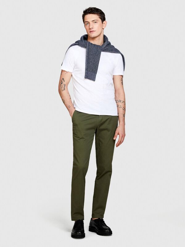 %100 Pamuk Bisiklet Yaka Slim Fit T-Shirt Erkek Beyaz T-Shirt - 324P3WF0S101K