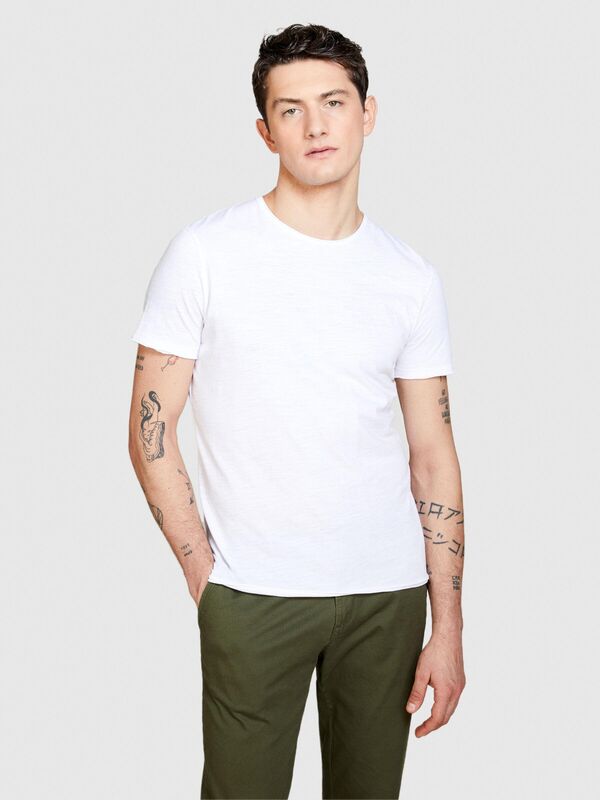 %100 Pamuk Bisiklet Yaka Slim Fit T-Shirt Erkek Beyaz T-Shirt - 324P3WF0S101K