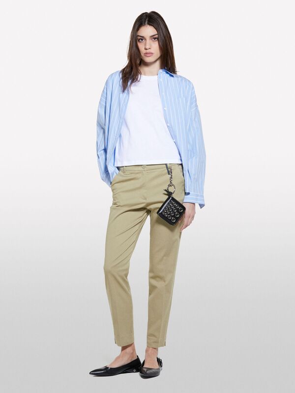 Sisley - %100 Pamuk Bisiklet Yakalı T-Shirt Kadın Beyaz T-Shirt - 325P3I1XL101S