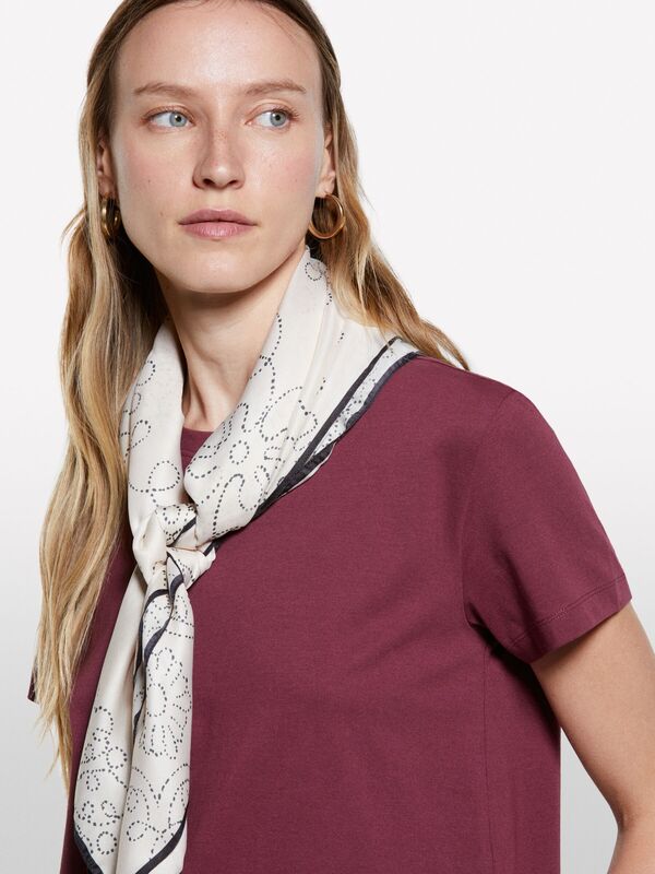 %100 Pamuk Bisiklet Yakalı T-Shirt Kadın Bordo T-Shirt - 325A3I1XL101S