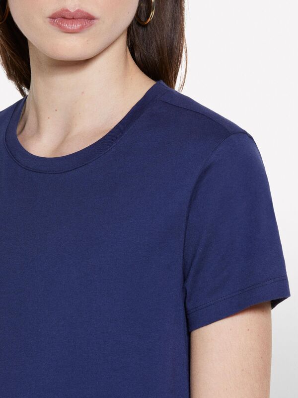 %100 Pamuk Bisiklet Yakalı T-Shirt Kadın LACİVERT T-Shirt - 325P3I1XL101S
