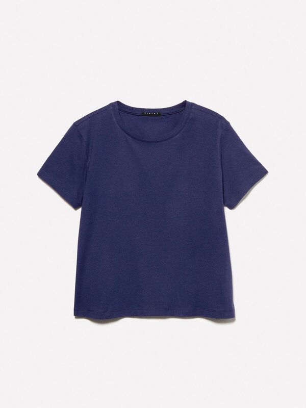 %100 Pamuk Bisiklet Yakalı T-Shirt Kadın LACİVERT T-Shirt - 325P3I1XL101S