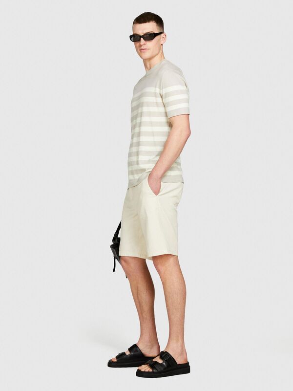 Sisley - %100 Pamuk Çizgili Bisiklet Yaka Triko T-Shirt Erkek Siyah Mix T-Shirt - 324P1094T103I