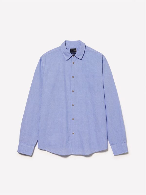 %100 Pamuk Dar Kesim Klasik Yakalı Baskılı Gömlek Erkek Buz Mavisi Gömlek - 324A5WNKSQ03U